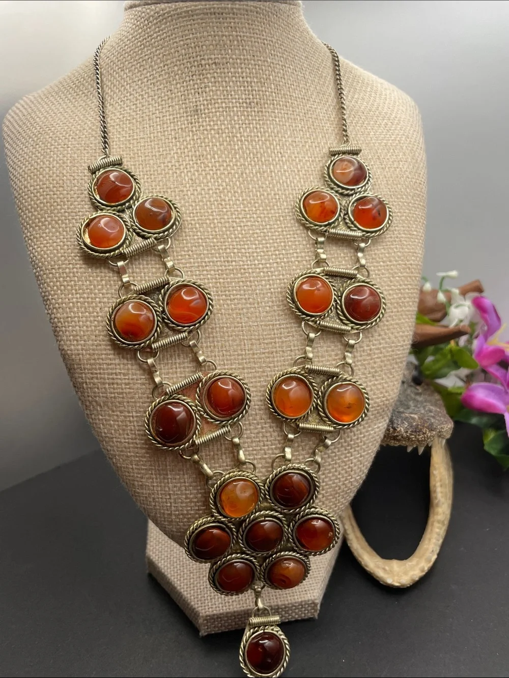 Afghan carnelian necklace vintage C7